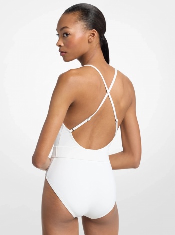 Michael Kors Crossback Belted Swimsuit