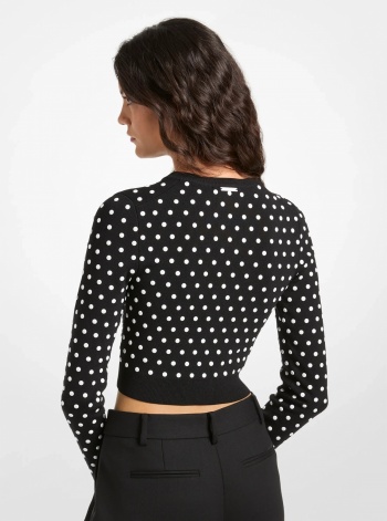 Michael Kors Studded Cropped Zip-Up Cardigan