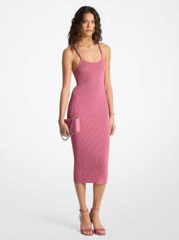 Michael Kors Ribbed Chain-Strap Midi Dress