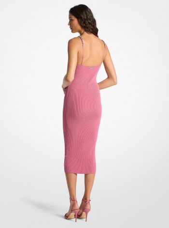 Michael Kors Ribbed Chain-Strap Midi Dress