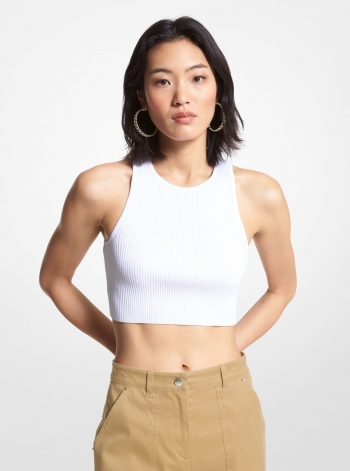 MICHAEL Michael Kors Ribbed Recycled Viscose Blend Cropped Tank Top