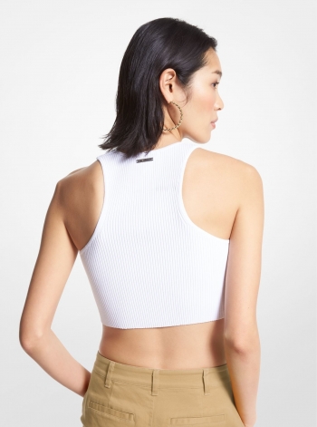 MICHAEL Michael Kors Ribbed Recycled Viscose Blend Cropped Tank Top
