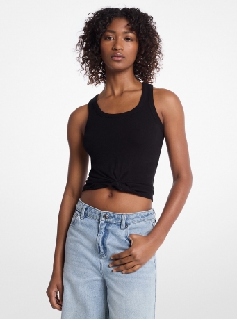 MICHAEL Michael Kors Tie-Front Ribbed Stretch Knit Tank Top