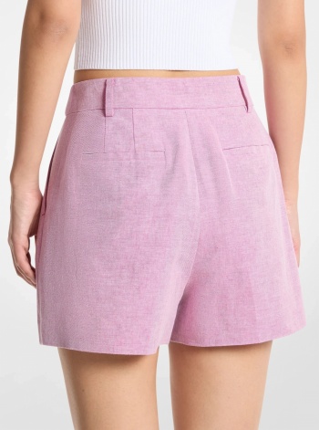 Michael Kors Pleated Linen and Cotton Shorts