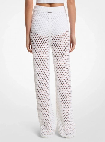 Michael Kors Open-Knit Stretch Cotton Flared Pants