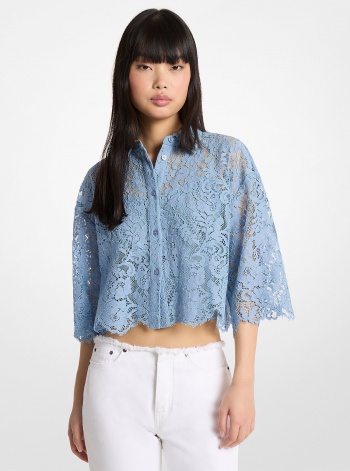 Michael Kors Corded Floral Lace Cropped Blouse