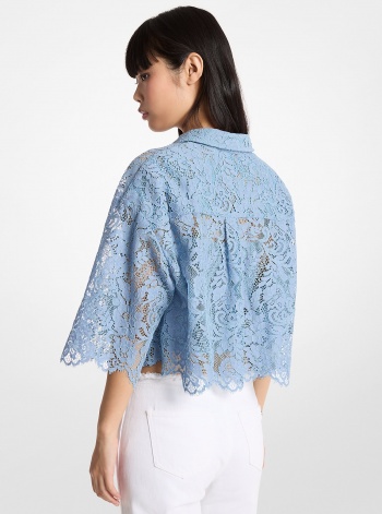 Michael Kors Corded Floral Lace Cropped Blouse