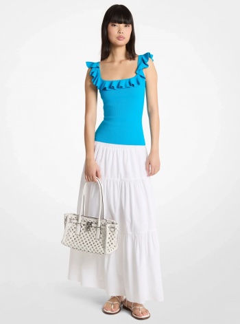 Michael Kors Ruffled Stretch Viscose Tank Top