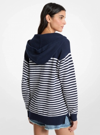 Michael Kors Striped Wool Lace-Up Hoodie