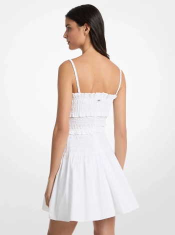 Michael Kors Smocked Cotton Poplin Tank Dress