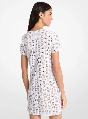 Michael Kors Mirror-Embellished Floral Laser-Cut Scuba Dress