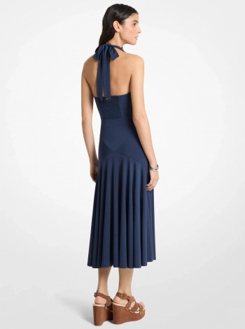Michael Kors Stretch Matte Jersey Halter Midi Dress