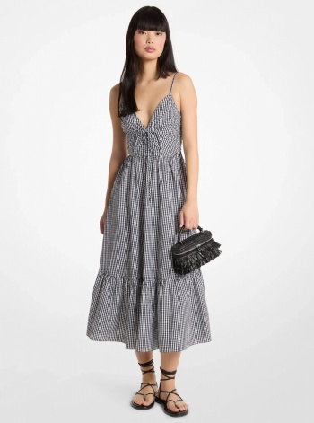 Michael Kors Gingham Cotton Midi Dress