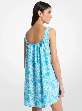 Michael Kors Floral Print Cotton Poplin Mini Dress