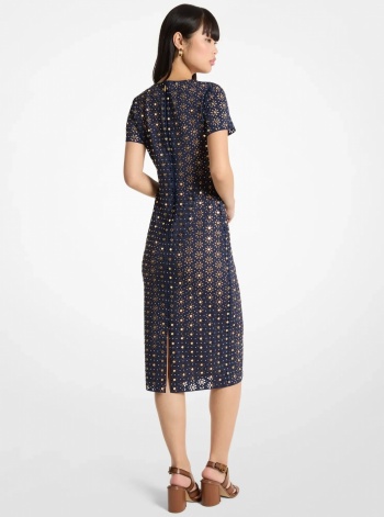 Michael Kors Laser Cut Mirror Scuba Midi Dress