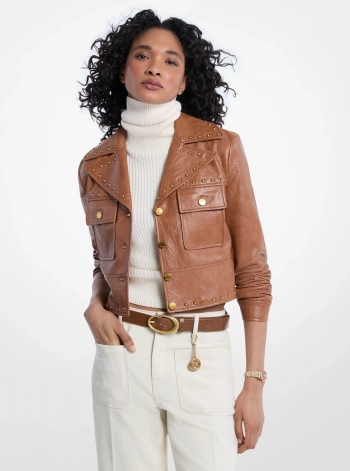 Michael Kors Crinkled Studded Jacket