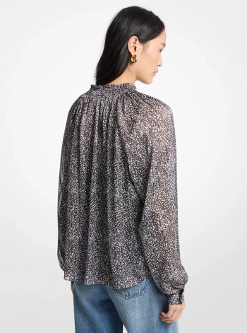 Michael Kors Metallic Printed Georgette Blouse