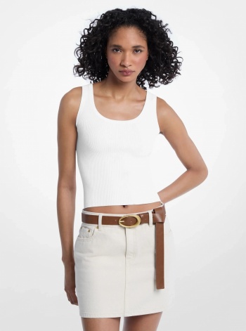 Michael Kors Viscose Blend Knit Cropped Tank Top
