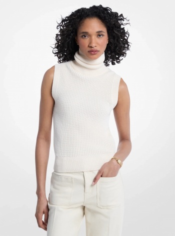 Michael Kors Sleeveless Wool Blend Turtleneck Top