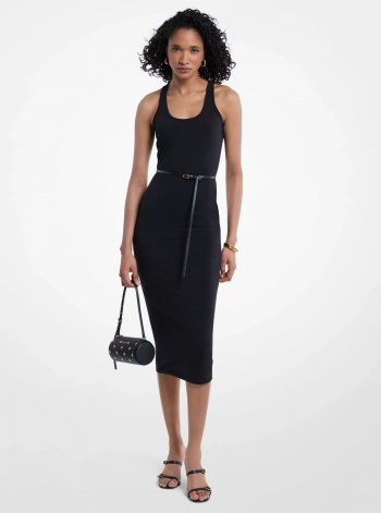 Michael Kors Belted Stretch Matte Jersey Racerback Tank Dress