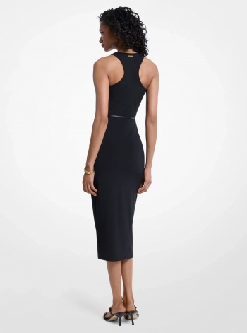 Michael Kors Belted Stretch Matte Jersey Racerback Tank Dress