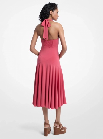 Michael Kors Stretch Matte Jersey Halter Midi Dress