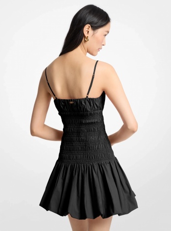 Michael Kors Smocked Cotton Poplin Bubble-Hem Dress