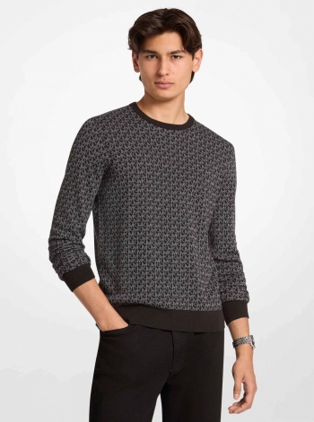 Michael Kors Mens Signature Logo Cotton Sweater
