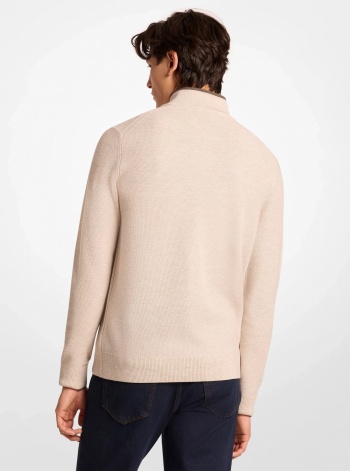 Michael Kors Mens Wool Blend Quarter-Zip Sweater