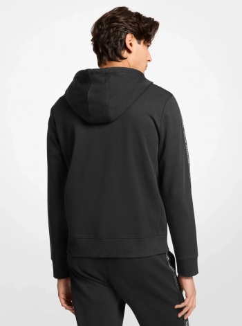Logo Tape Cotton Blend Zip-Up Hoodie