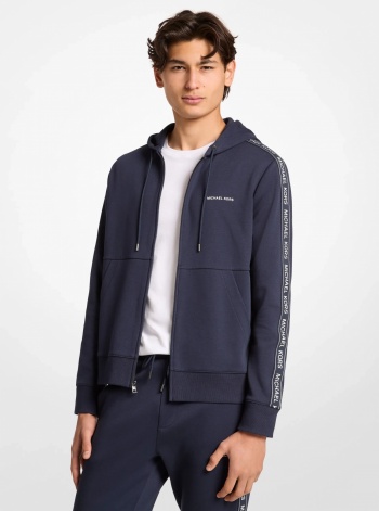 Logo Tape Cotton Blend Zip-Up Hoodie