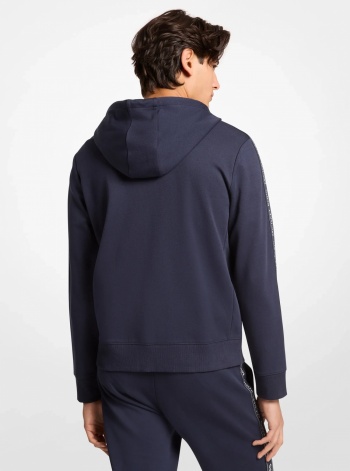 Logo Tape Cotton Blend Zip-Up Hoodie