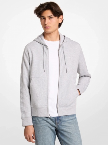 Logo Tape Cotton Blend Zip-Up Hoodie