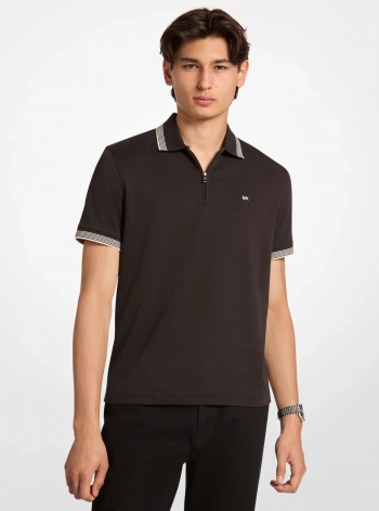 Cotton Zip-Up Polo Shirt