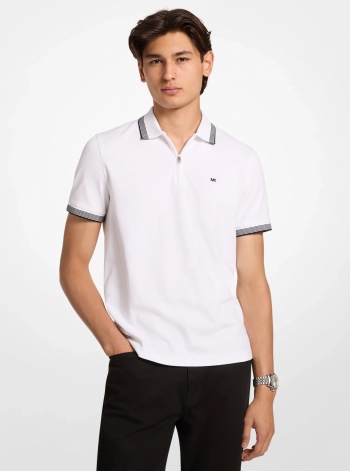 Cotton Zip-Up Polo Shirt