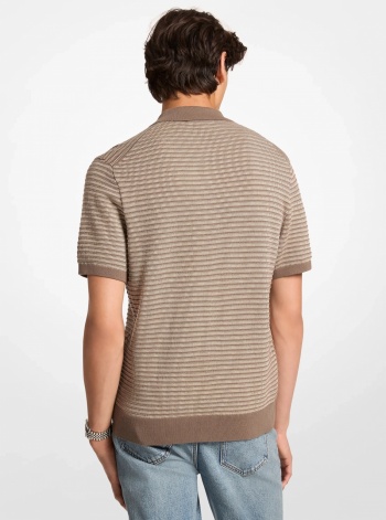 Two-Tone Knit Polo Shirt