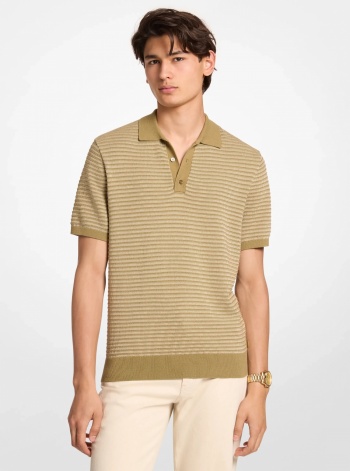 Two-Tone Knit Polo Shirt