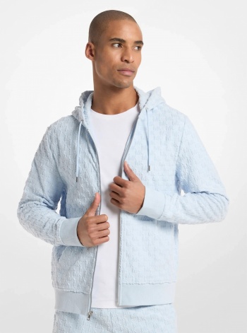 Michael Kors Mens Logo Jacquard Terry Zip-Up Hoodie