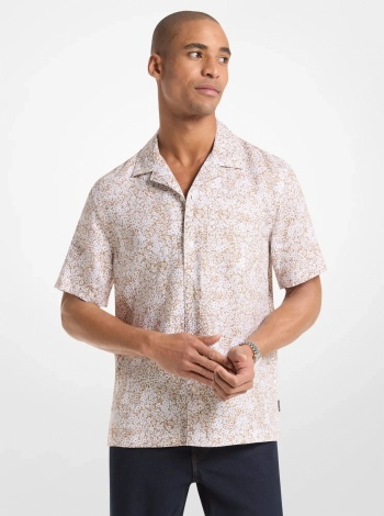 Michael Kors Mens Floral Print Linen Shirt