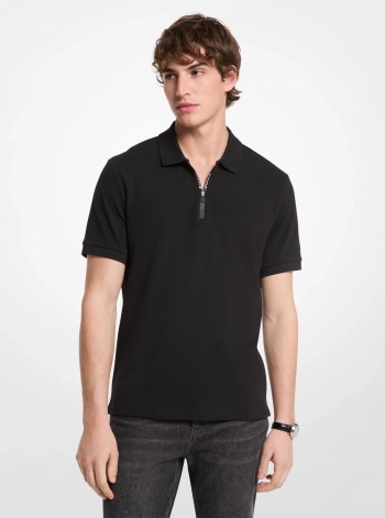 Michael Kors Mens Cotton Zip-Up Polo Shirt