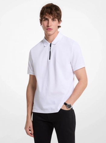 Michael Kors Mens Cotton Zip-Up Polo Shirt