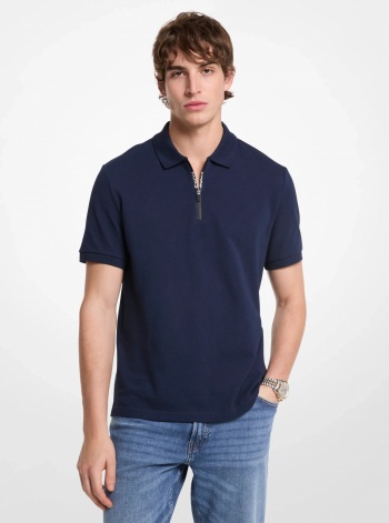 Michael Kors Mens Cotton Zip-Up Polo Shirt