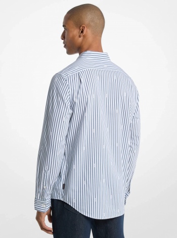 Michael Kors Mens Striped Cotton Blend Shirt