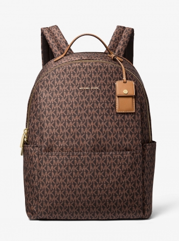 MICHAEL Michael Kors Sable Large Printed Signature Logo Backpack
