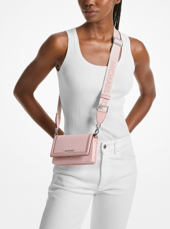 MICHAEL Michael Kors Jet Set Small Signature Logo Print Woven Smartphone Crossbody Bag