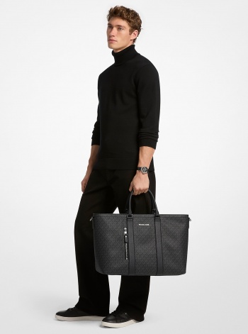Michael Kors Mens Hudson Signature Logo Tote Bag