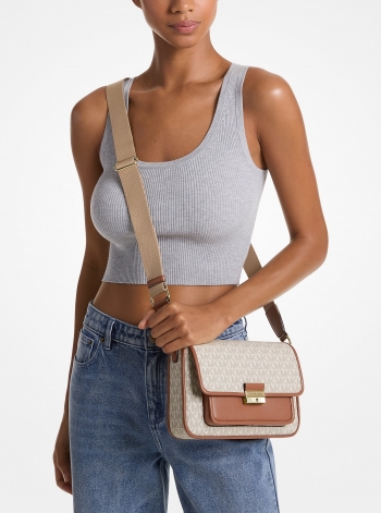 MICHAEL Michael Kors Bradshaw Medium Signature Logo Messenger Bag