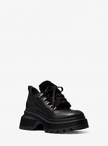 MICHAEL Michael Kors Shiloh Leather and Faux Fur Platform Boot