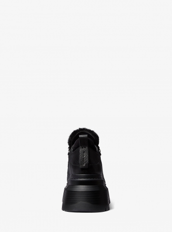 MICHAEL Michael Kors Shiloh Leather and Faux Fur Platform Boot