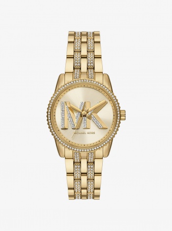 Michael Kors Mini Bryant Pavé Logo Gold-Tone Watch